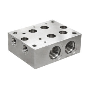 Hyvair D07 series subplate, bottom ported, nickel plated steel, SD07-12FS-B, 2 ports, 1/4" NPT. — islandhydraulicsupply.com