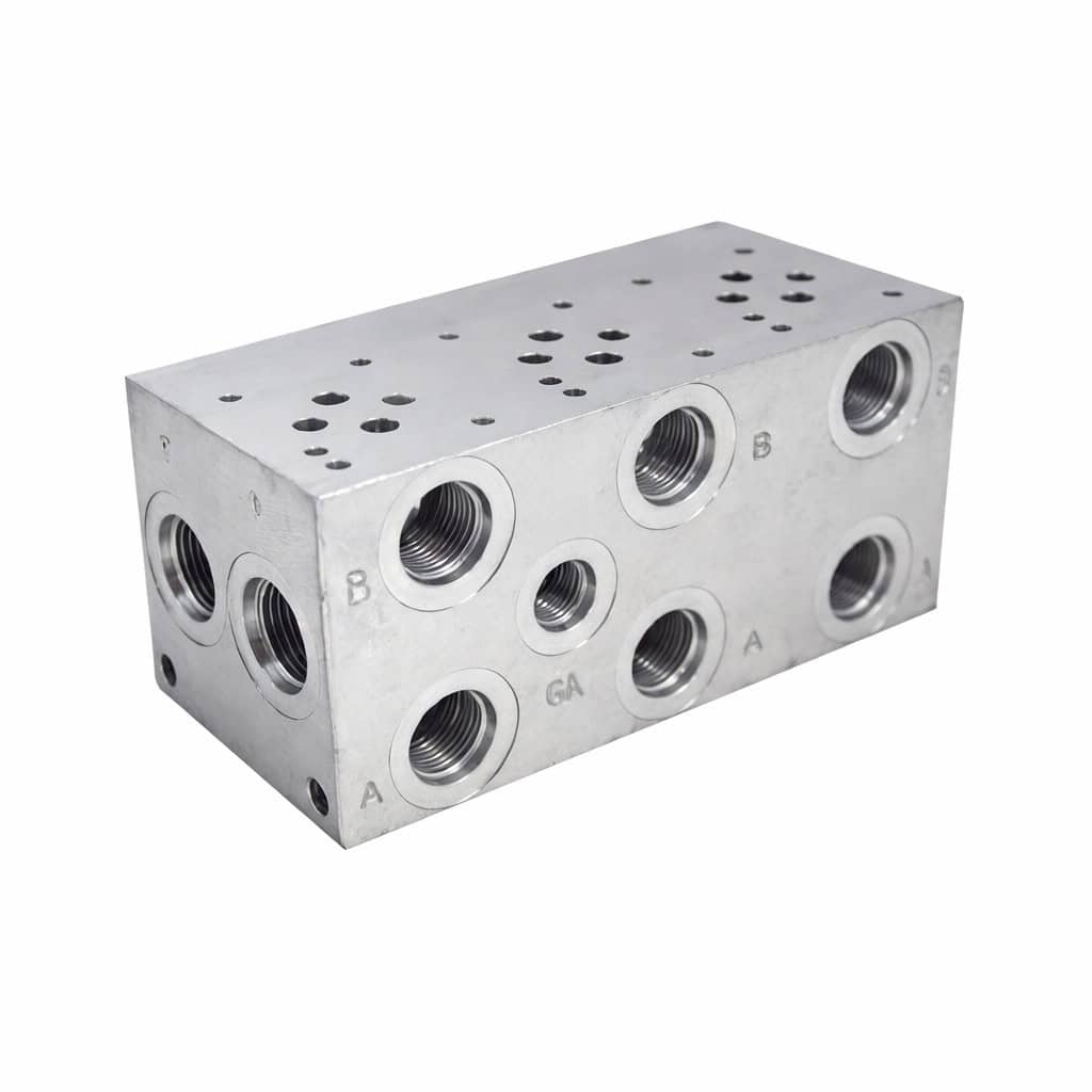Hyvair industry standard manifold with relief, aluminum, 3-station, for hydraulic systems. — islandhydraulicsupply.com