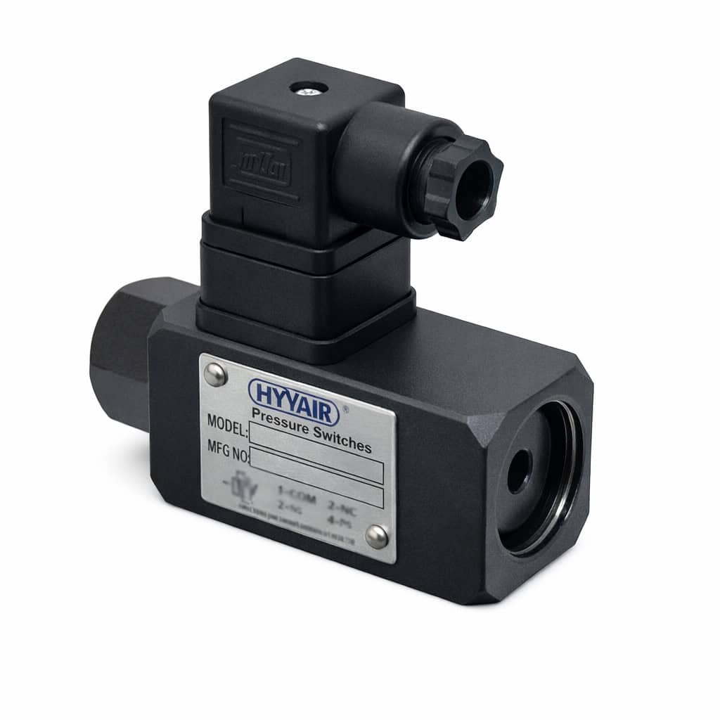 Hyvair pressure switch 200-1000 PSI, compact, adjustable, with electrical connection, for hydraulic,. — islandhydraulicsupply.com