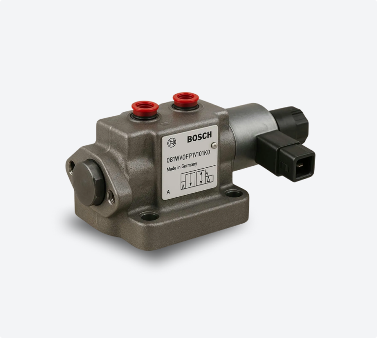 Hyvair directional control valve with red manual override caps and threaded ports