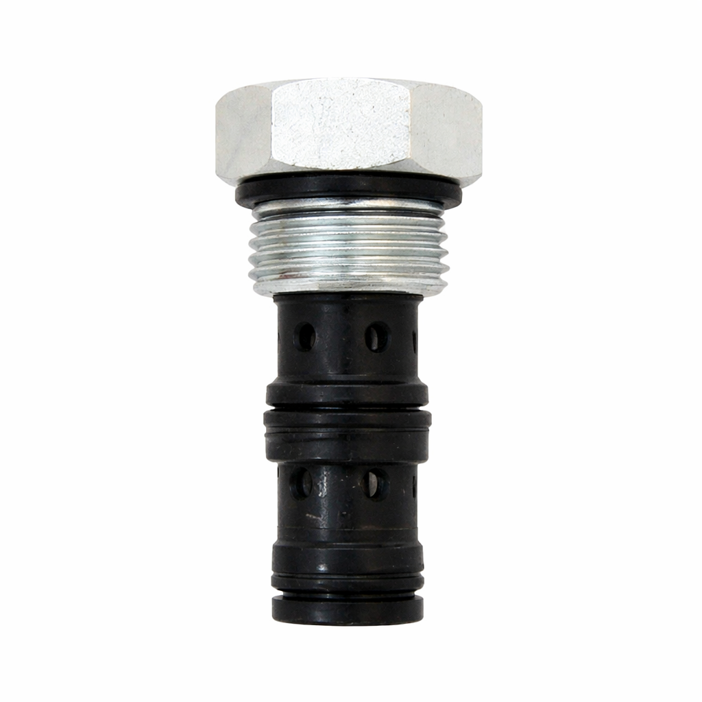 Hyvair cartridge pilot check valve with hex top and threaded cartridge body