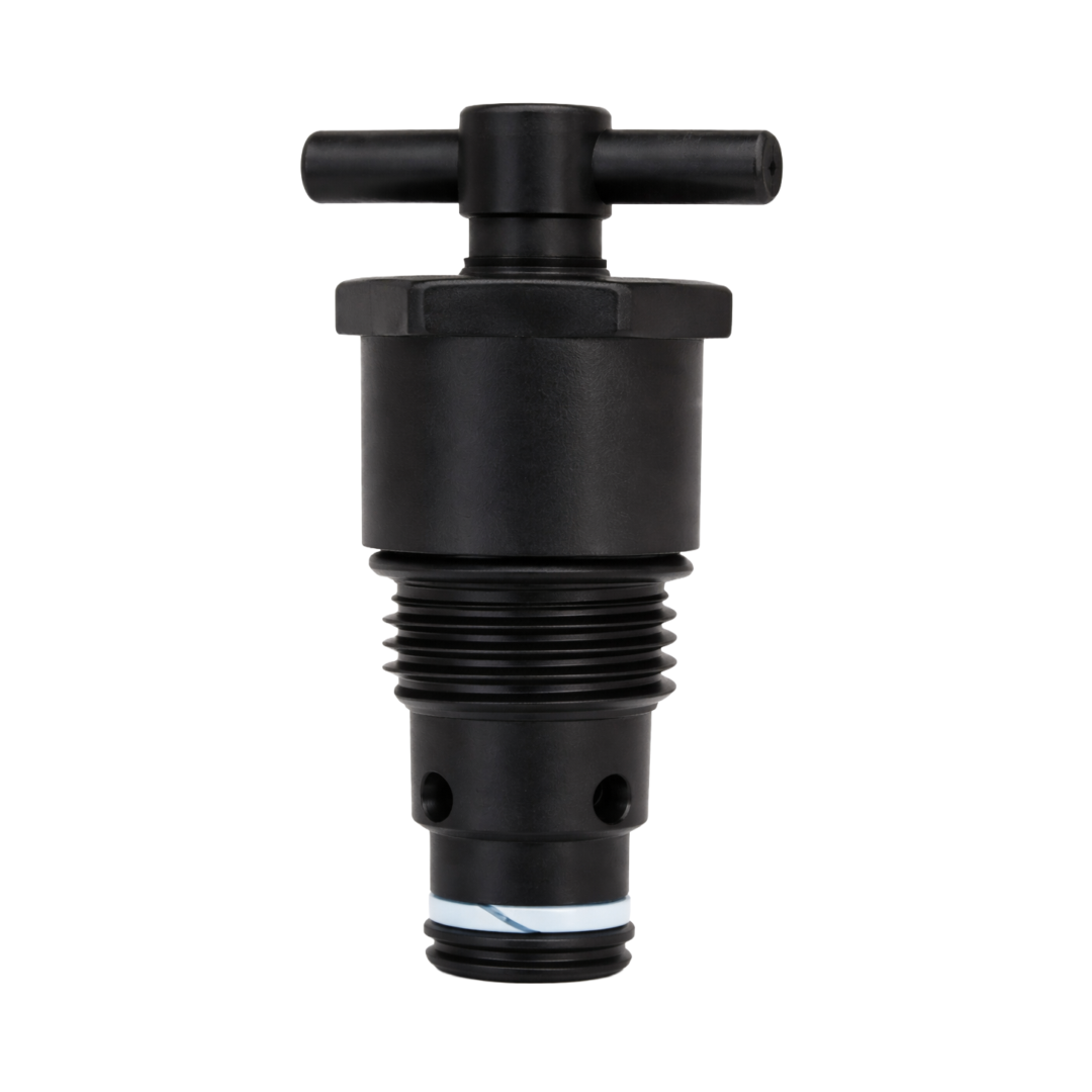 Hyvair cartridge shut off valve with manual push-pull actuator and threaded body
