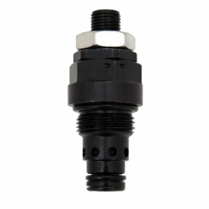Hyvair direct acting relief valve with knob adjustment cap and threaded cartridge body