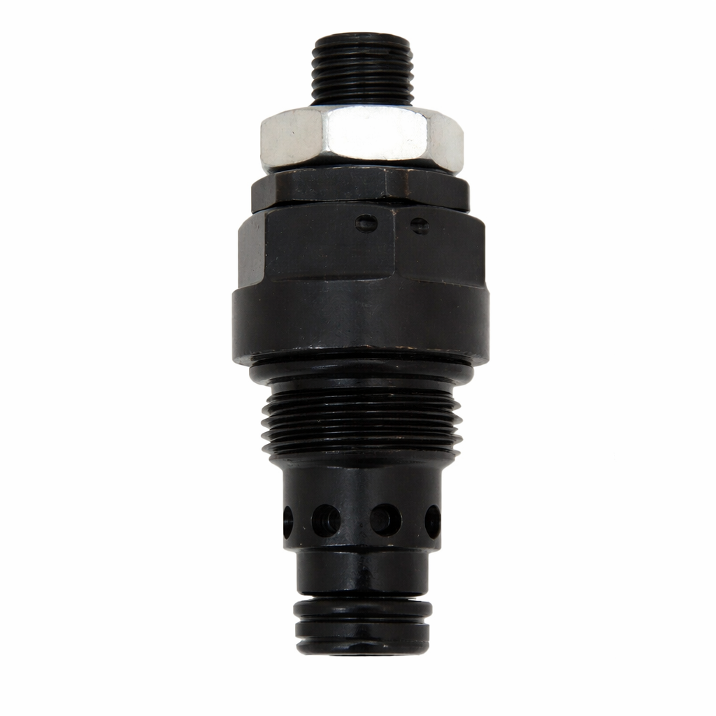 Hyvair direct acting relief valve with knob adjustment cap and threaded cartridge body