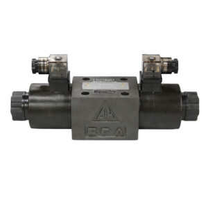 Hyvair double solenoid valve D05SD-2A-12D-35, 3 position, spring centered, DIN coil type. — islandhydraulicsupply.com