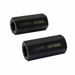 Hyvair inline check valve C20-8FP-7, NPT port, compact design for hydraulic systems. — islandhydraulicsupply.com