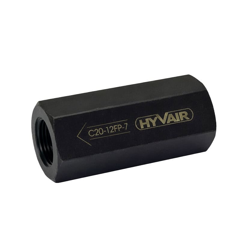 Hyvair inline check valve C20-12FP-7, NPT port, 3/4 inch size, for hydraulic systems. — islandhydraulicsupply.com