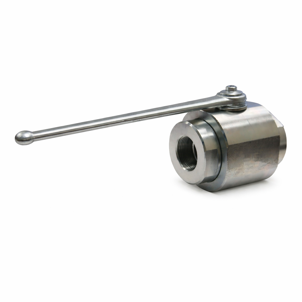 Hyvair SBV-20 steel ball valve with extended lever handle for higher pressure applications