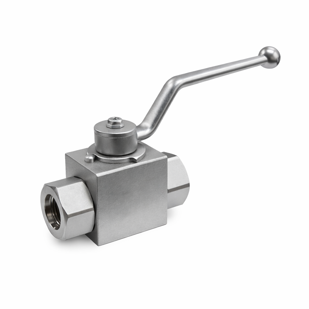 Hyvair SBV steel ball valve with single lever handle and stainless steel body