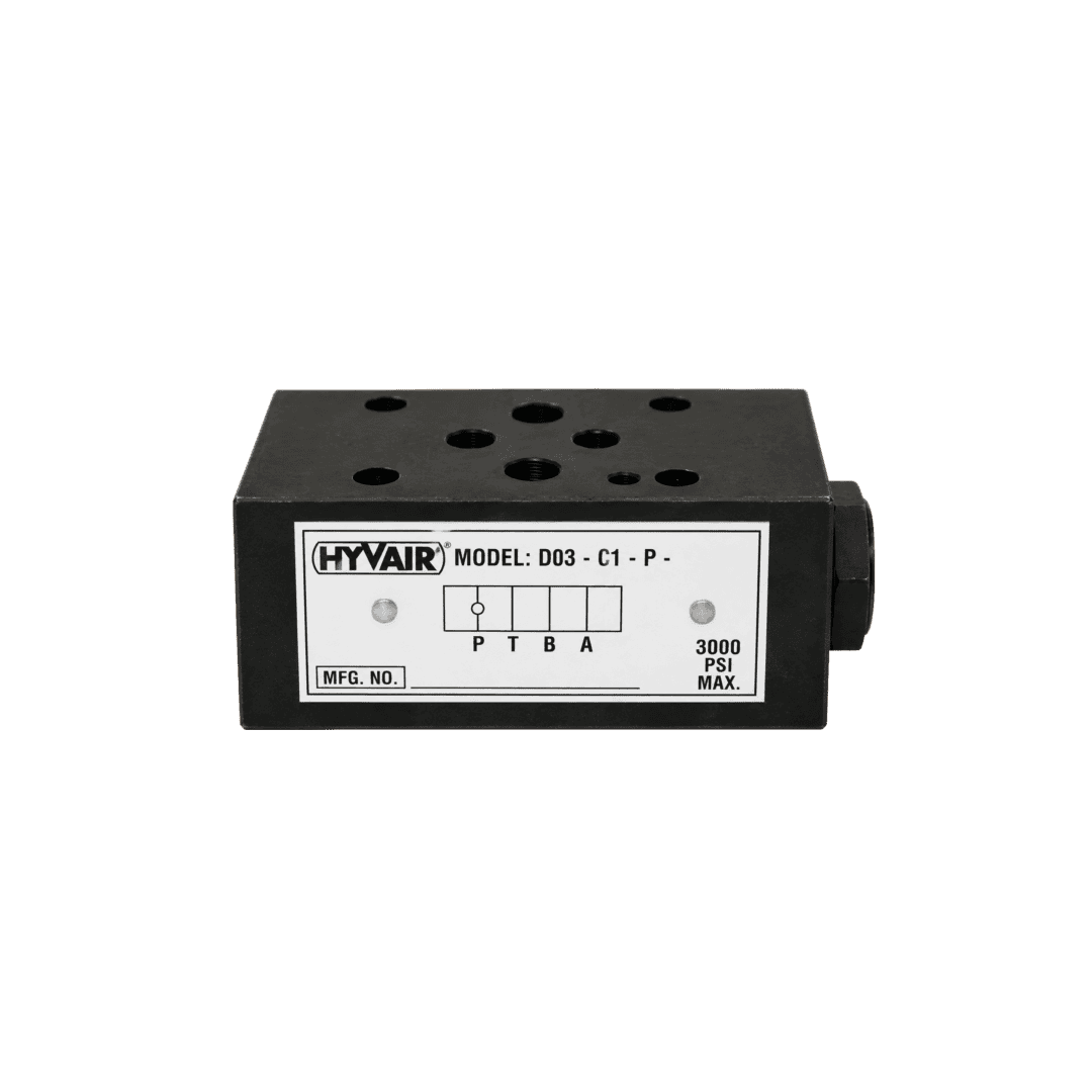 Hyvair D03 double solenoid directional valve, electrical box type, 24 VDC, 3000 PSI max. — islandhydraulicsupply.com