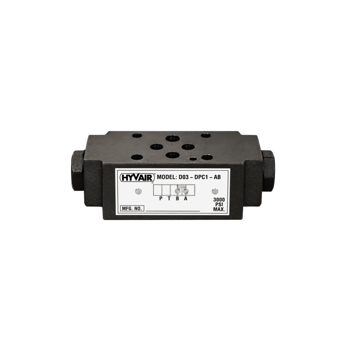 Hyvair D03 double solenoid directional valve, 24 VDC, electrical box type, 3000 PSI max. — islandhydraulicsupply.com