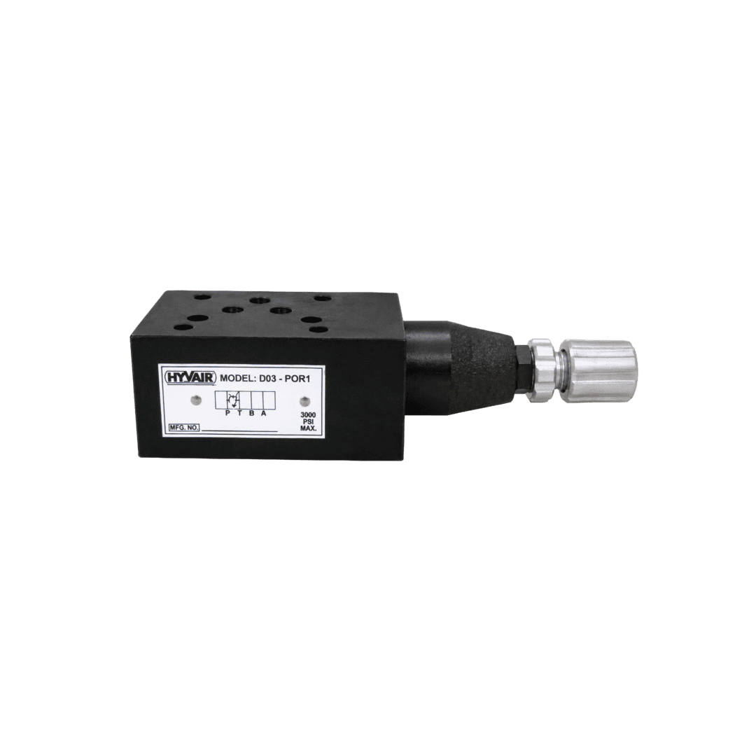 Hyvair D03-P01 directional valve, electrical box type, 24 VDC, 1/4" NPT ports, 3000 PSI max. — islandhydraulicsupply.com