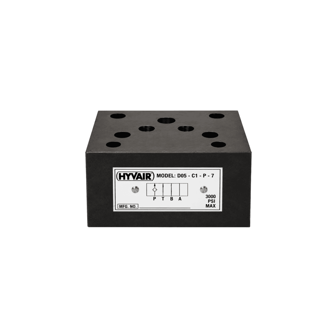 Hyvair D05 double solenoid directional valve, electrical box type, 24 VDC, 3000 PSI max. — islandhydraulicsupply.com