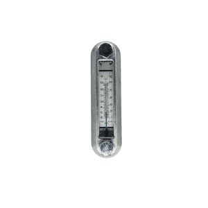Zinga SG05ATG reservoir sight level gauge with thermometer and aluminum guard, 5 in bolt centers — islandhydraulicsupply.com