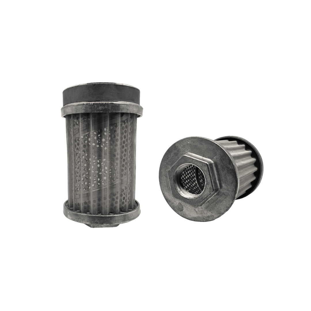 Zinga SS10000M1A magnetic suction strainer, side view and 1 in NPTF outlet end — islandhydraulicsupply.com