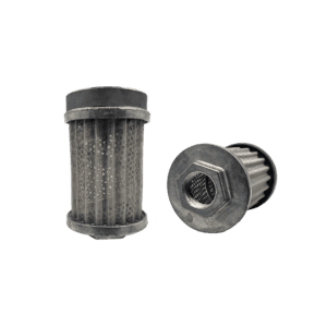 Zinga SS10000M1A magnetic suction strainer, side view and 1 in NPTF outlet end — islandhydraulicsupply.com