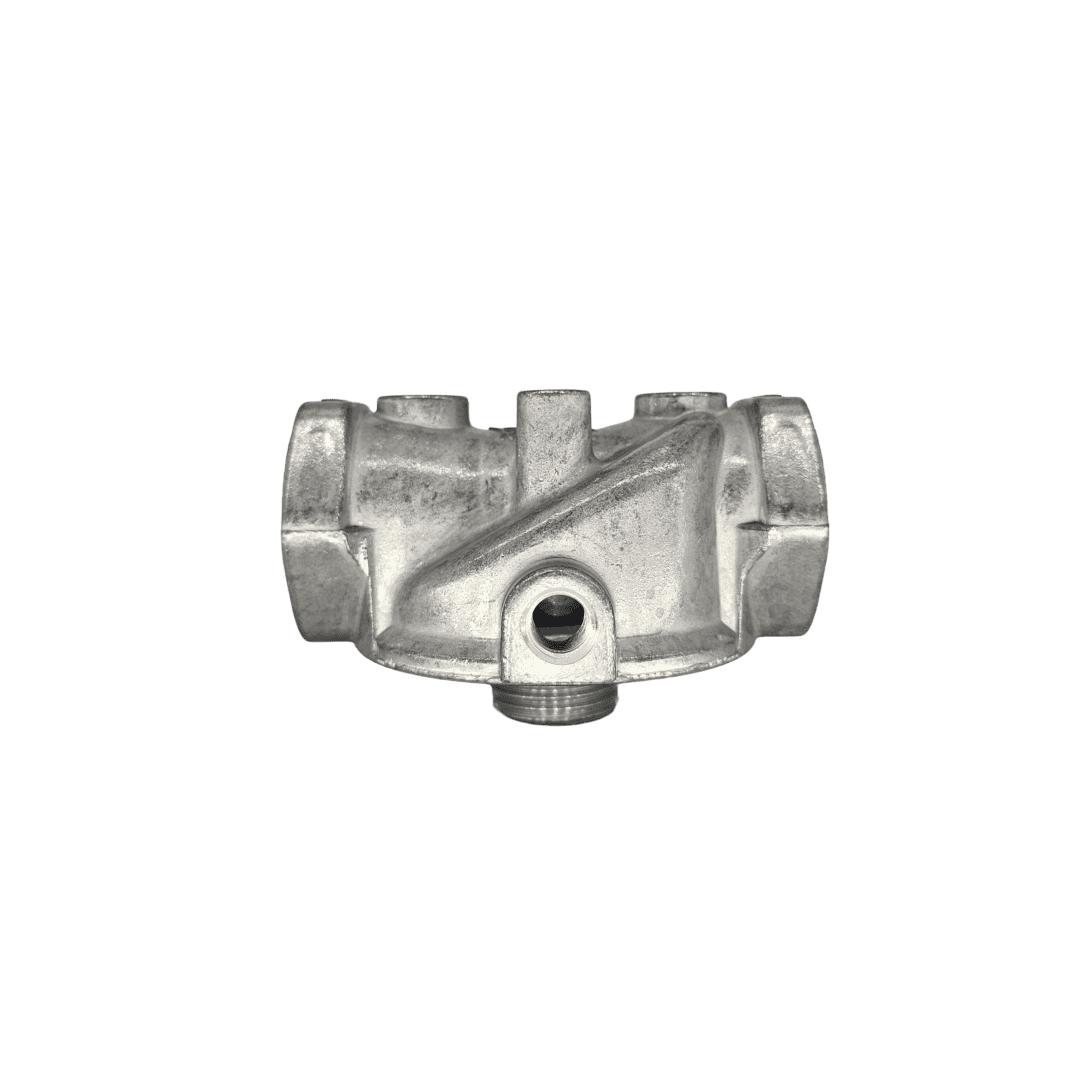 Zinga ZAF10251235 spin-on filter head with 1 in NPTF ports, side view — islandhydraulicsupply.com